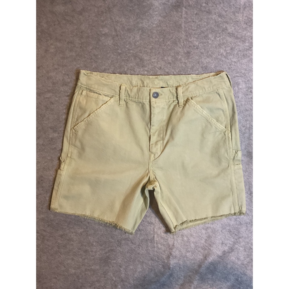 NWOT AE Mens 34 Flex Carpenter Cargo Shorts Green Khaki Frayed Hem Utility